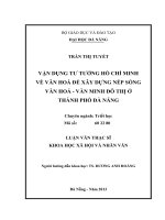 Vận dụng tư tưởng Hồ Chí Minh về văn hoá để xây dựng nếp sống văn hoá - văn minh đô thị ở Thành phố Đà Nẵng