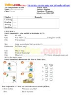 de kiem tra hoc hoc ki 2 mon tieng anh lop 3 theo thong tu 22