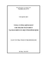 Tăng cường kiểm soát chi thanh toán bảo hiểm xã hội Tỉnh Bình Định .