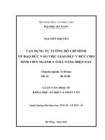 Vận dụng tư tưởng Hồ Chí Minh về đạo đức vào việc giáo dục y đức cho sinh viên ngành y ở Đà Nẵng hiện nay
