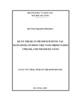 Quản trị quan hệ khách hàng tại ngân hàng cổ phần Việt Nam Thịnh Vượng VPBANK, Chi nhánh Đà Nẵng.