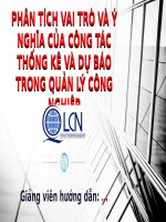 PHÂN TÍCH VAI TRÒ VÀ Ý NGHĨA CỦA CÔNG TÁC THỐNG KÊ VÀ DỰ BÁO TRONG QUẢN LÝ CÔNG NGHIỆP
