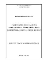 Vận dụng thẻ điểm cân bằng trong đánh giá kết quả hoạt động tại trường đại học tài chính - Kế toán