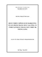 Hoàn thiện chính sách marketing về sản phẩm thang máy tại công ty TNHH Tập đoàn thanh máy thiết bị Thăng Long