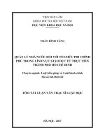 Quản lý nhà nước đối với tổ chức phi chính phủ trong lĩnh vực giáo dục từ thực tiễn thành phố Hồ Chí Minh