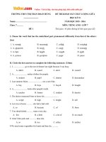 de thi giua ky 2 mon tieng anh lop 7 truong thcs thi tran doan hung phu tho nam hoc 2015 2016