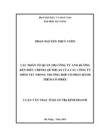 Các nhân tố quản trị công ty ảnh hưởng đên điều chỉnh lợi nhuận của các công ty niêm yết trong trường hợp có phát hành thêm cổ phiếu