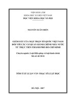 Giám sát của Mặt trận Tổ quốc Việt Nam đối với các cơ quan hành chính Nhà nước từ thực tiễn thành phố Hồ Chí Minh (tt)
