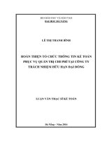 Hoàn thiện tổ chức thông tin kế toán phục vụ quản trị chi phí tại công ty Trách nhiệm hữu hạn Đại Đồng