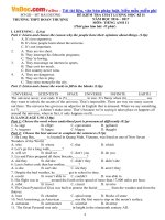 de thi hoc ky 2 mon tieng anh lop 11 truong thpt doan thuong hai duong nam hoc 2016 2017 co dap an