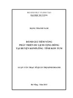 Đánh giá tiềm năng phát triển du lịch cộng đồng tại huyện KonPlong, tỉnh Kon Tum