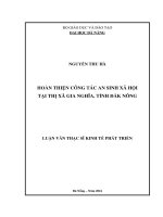 Hoàn thiện công tác an sinh xã hội tại thị xã Gia Nghĩa, tỉnh Đắk Nông