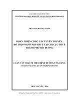 Hoàn thiện công tác tuyên truyền, hỗ trợ người nộp thuế tại chi cục thuế thành phố hải dương 