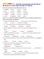 de thi hoc ky 2 mon tieng anh lop 12 co dap an