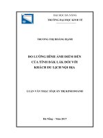 Đo lường hình ảnh điểm đến của tỉnh Đắk Lắk đối với khách du lịch nội địa.