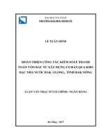 Hoàn thiện công tác kiểm soát thanh toán vốn ñầu tư xây dựng cơ bản qua Kho bạc Nhà nước Đăk Glong -