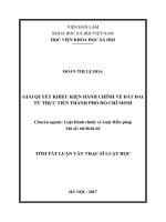 Giải quyết khiếu kiện hành chính về đất đai từ thực tiễn Thành phố Hồ Chí Minh (tt)