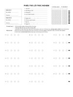 Đề kiểm tra Đại số và Giải tích 11 chương 2 (Tổ hợp - xác suất) trường THPT Cây Dương - Kiên Giang - TOANMATH.com PhieuTraLoi