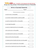 bai tap toan tieng anh lop 5 write decimals words up to thousandths