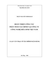 Hoàn thiện công tác phân tích tài chính tại công ty công nghệ hóa sinh Việt Nam