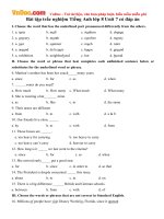 bai tap trac nghiem tieng anh lop 8 unit 7 co dap an