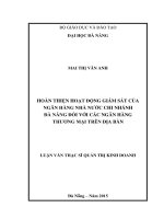 Hoàn thiện hoạt động giám sát của ngân hàng nhà nước chi nhánh Đà Nẵng đối với các ngân hàng thương mại trên địa bàn