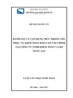 Đánh giá và vận dụng mức trọng yếu phục vụ kiểm toán báo cáo tài chính tại Công ty TNHH Kiểm toán và Kế toán AAC