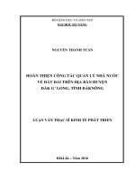 Hoàn thiện công tác quản lý nhà nước về đất đai trên địa bàn huyện Đắk G'' Long, Tỉnh ĐắkNông