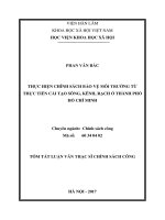 Thực hiện chính sách bảo vệ môi trường từ thực tiễn cải tạo sông, kênh, rạch ở thành phố Hồ Chí Minh (tt)