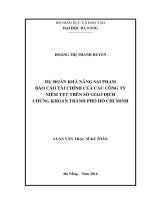 Dự đoán khả năng sai phạm BCTC của các công ty niêm yết trên Sở giao dịch chứng khoán thành phố Hồ Chí Minh