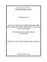 Giáo dục tính trách nhiệm cho học sinh trung học phổ thông theo tiếp cận giá trị và kỹ năng sống. (tt)