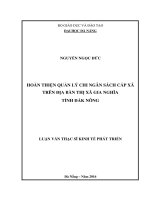 Hoàn thiện quản lý chi ngân sách cấp xã trên địa bàn thị xã Gia Nghĩa, tỉnh Đắk Nông