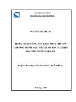 Hoàn thiện công tác kiểm soát chi vốn chương trình mục tiêu quốc gia qua Kho bạc Nhà nước Đắk Lắk