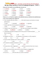 bai tap tieng anh lop 12 unit 10 endangered species co dap an so 3