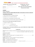 de kiem tra 1 tiet so 3 mon tieng anh lop 10 thi diem truong thpt chuyen le quy don nam hoc 2015 2016