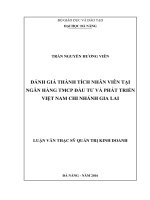 Đánh giá thành tích nhân viên tại Ngân hàng TMCP Đầu tư và Phát triển Việt Nam – Chi nhánh Gia Lai