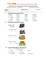 de thi hoc ky 2 mon tieng anh lop 4 nam hoc 2015 2016 theo giao trinh lets go 1b