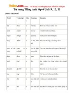 tu vung tieng anh lop 6 unit 9 10 11