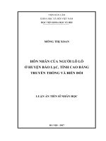 Hôn nhân của người Lô Lô ở huyện Bảo Lộc, tỉnh Cao Bằng: Truyền thống và biến đổi (LA tiến sĩ)