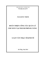 Hoàn thiện công tác quản lý chi NSNN tại thành phố Đà Nẵng