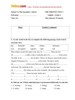 de kiem tra 45 phut so 1 mon tieng anh lop 6 truong thcs to nhu thanh hoa