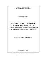 Phân tích cấu trúc, hàm lượng của thuốc điều trị tiểu đường typ II metformin hydrochloride bằng các phương pháp hóa lý hiện đại 