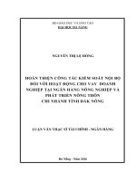 Hoàn thiện công tác Kiểm soát nội bộ đối với hoạt động cho vay doanh nghiệp tại Ngân hàng nông nghiệp và phát triển nông thôn - Chi nhánh Đắk Nông
