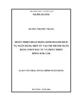 Hoàn thiện hoạt động kinh doanh dịch vụ ngân hàng điện tử tại chi nhánh NHTM CP Đầu tư và Phát triển Đông Đắk Lắk