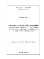 Hoàn thiện công tác thẩm định giá trị doanh nghiệp tại công ty trách nhiệm hữu hạn một thành viên thẩm định giá và dịch vụ tài chính Đà Nẵng