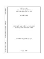 Quản lý nhà nước về Phật giáo từ thực tiễn tỉnh Trà Vinh (LV thạc sĩ)