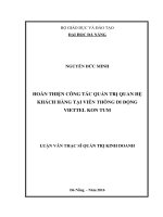 Hoàn thiện công tác quản trị quan hệ khách hàng tại viễn thông di động Viettel Kon Tum