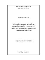 Đảm bảo sinh kế bền vững cho các hộ dân tái định cư trên địa bàn huyện Hòa Vang, thành phố Đà Nẵng