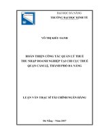 Hoàn thiện công tác quản lý thuế thu nhập doanh nghiệp tại Chi cục thuế Quận Cẩm Lệ, thành phố Đà Nẵng