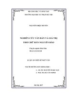 NGHIÊN cứu văn bản và GIÁ TRỊ THƠ CHỮ hán NGUYỄN bảo 